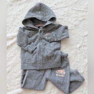 Roots Infant Organic Cotton Sweatsuit Sz 6-12 mo Zipper Hoodie and Sweatpants BG